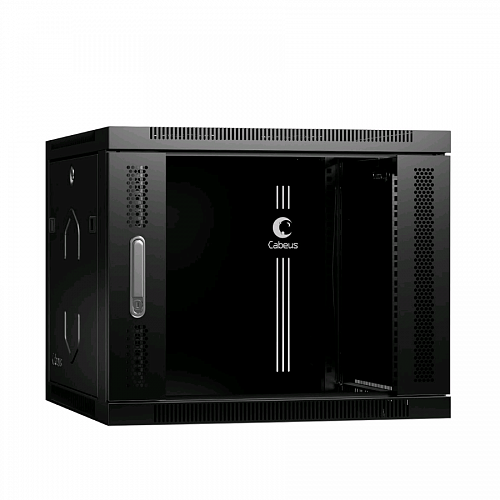 Шкаф телекоммуникационный настенный 19 9U 600x600x501mm (ШхГхВ) дверь стекло, цвет черный (RAL 9004)