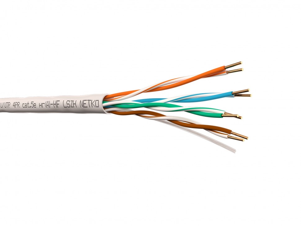 Кабель U/UTP4 cat.5e NETKO /4 пары 24 AWG BC / 305м / нг(А)-HF LSZH - малодымный, не содержащий галогенов; белый; одножильный "СКС", FLUKE