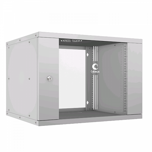 Cabeus WSC-05D-9U55/45 Шкаф телекоммуникационный настенный 19 9U, серия LIGHT разборный, дверь стекло, цвет серый
