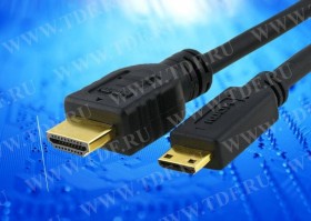 Шнур аудио-видео miniHDMI (штекер) - HDMI (штекер), золото (1,5 м) блистер (HDMI 1.3b), Netko