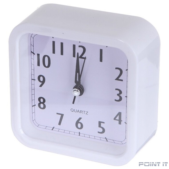 Perfeo Quartz часы-будильник "PF-TC-019", квадратные 10*10 см, белые